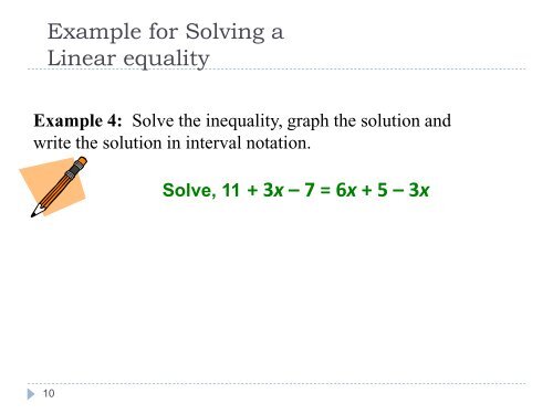 Learning Objectives for Section 1.1 Linear Equations and Inequalities