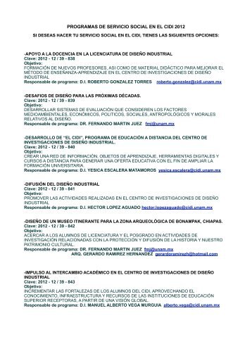 programas de servicio social - CIDI - UNAM