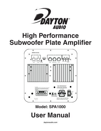 User Manual High Performance Subwoofer Plate ... - Dayton Audio