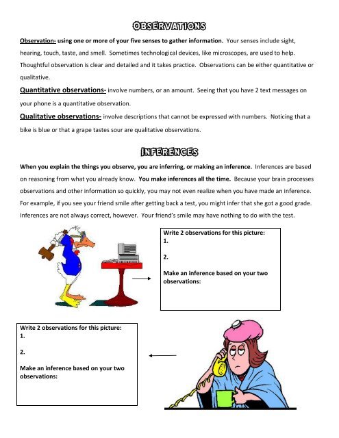 Observations Inferences - Beachwood City Schools