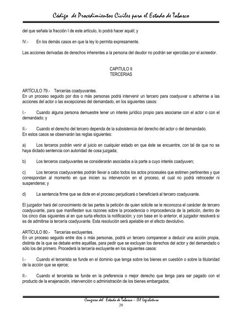 CÃ³digo de Procedimientos Civiles para el Estado de Tabasco