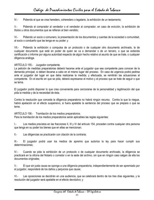 CÃ³digo de Procedimientos Civiles para el Estado de Tabasco