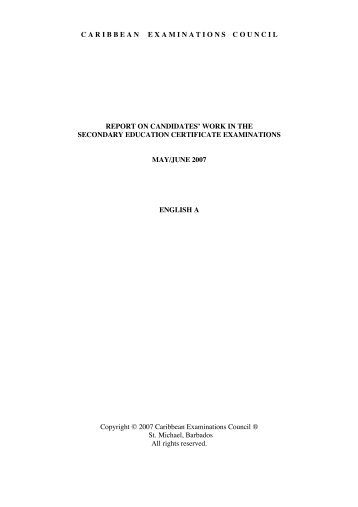 English A - Caribbean Examinations Council