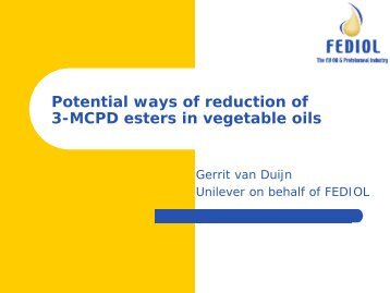 Potential ways of reduction of 3-MCPD esters in vegetable oils