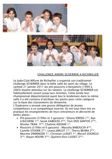 CHALLENGE ANDRE SCHERRER A RICHWILLER Le Judo-Club ...
