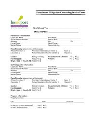 Foreclosure Mitigation Counseling Intake Form