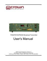 User's Manual - Crown Broadcast