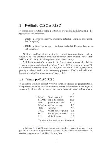 1 PoÄÃ­taÄe CISC a RISC