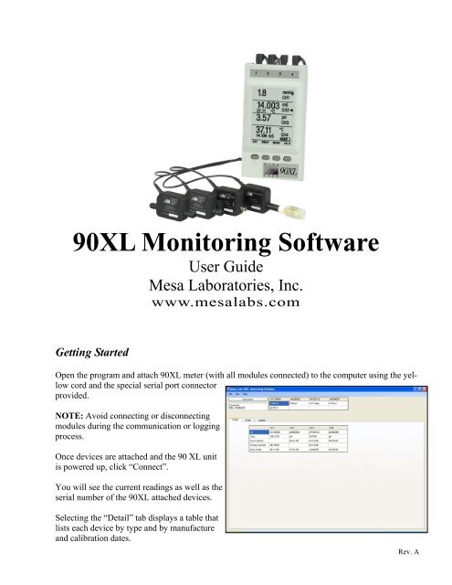 90XL Monitoring Software Manual.pub - Mesa Labs