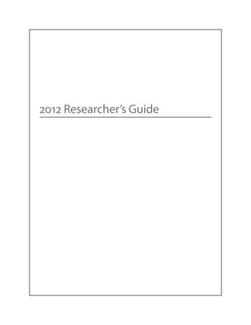 2012 Researchers Guide - The United States Renal Data System