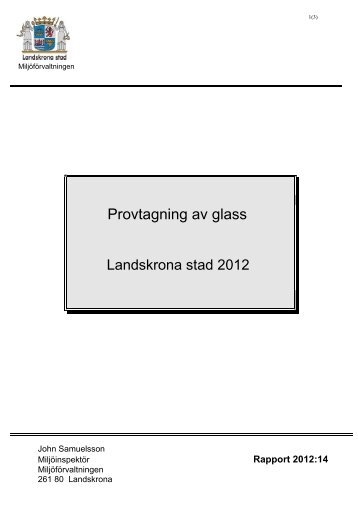 Provtagning av glass i Landskrona 2012