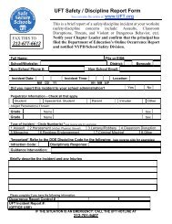 UFT Safety / Discipline Report Form