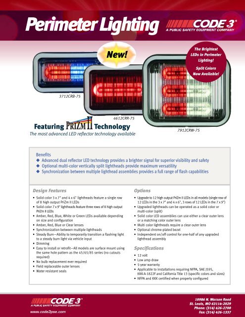 LED PriZm II Perimeter Lights Sell Sheet - Code 3 Public Safety ...