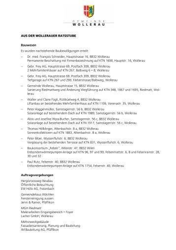 Ratsbericht (PDF, 98kB) - Gemeinde Wollerau