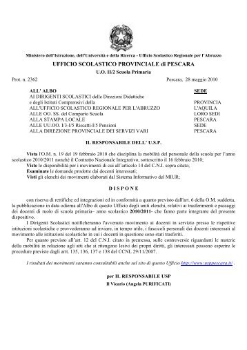 UFFICIO SCOLASTICO PROVINCIALE di PESCARA