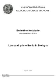Bollettino Notiziario Laurea di primo livello in Biologia