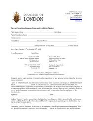 Consent Form and Liability Waiver - Diocese of London