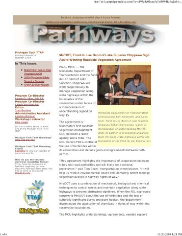 In This Issue: - Michigan Tech Tribal Technical Assistance Program ...