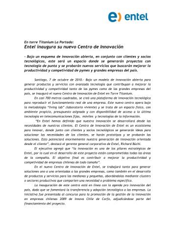 Comunicado de prensa Centro de Innovación - Entel