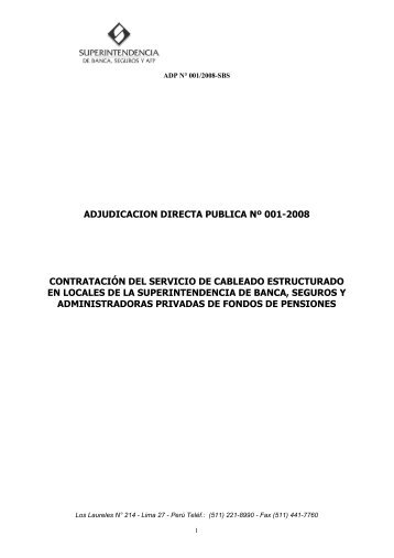 adjudicacion directa publica nÂº 001-2008 contrataciÃ³n del servicio ...