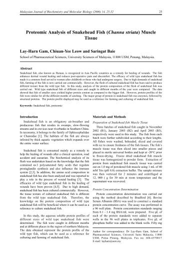 Proteomic Analysis of Snakehead Fish (Channa striata ... - EJUM