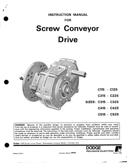 Screw Conveyor Drive - PTplace.com