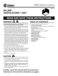 in-line ventilators • 120v read and save these ... - American Coolair