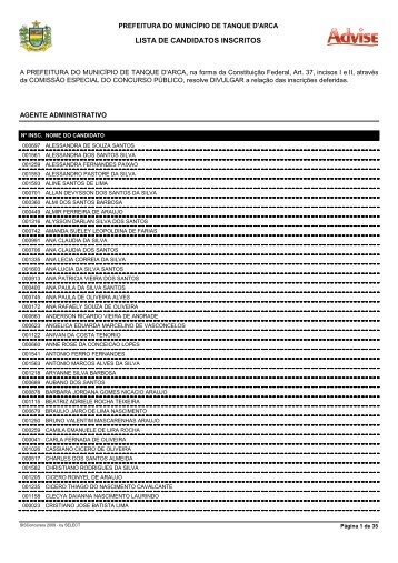 RelaÃ§Ã£o das InscriÃ§Ãµes Deferidas - Advise