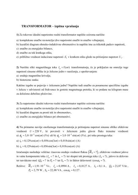 TRANSFORMATOR â izpitna vpraÅ¡anja - Student Info