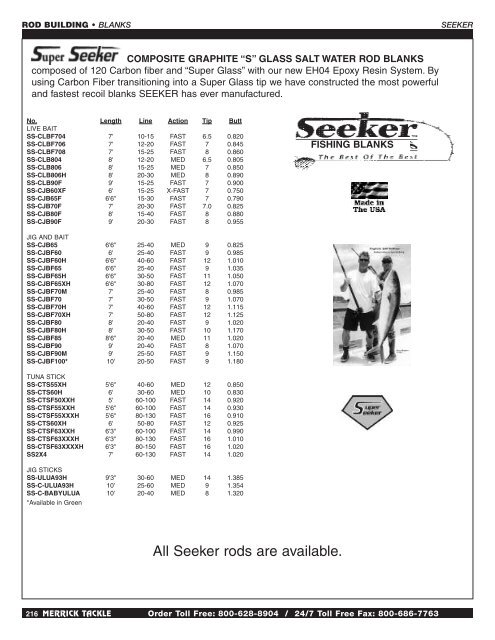 Seeker Rod Blanks - Merrick Tackle