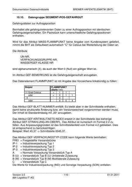 Bremer Hafentelemat Bremer Hafentelematik (BHT) - KIS - dbh ...