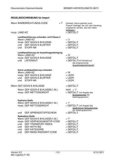 Bremer Hafentelemat Bremer Hafentelematik (BHT) - KIS - dbh ...