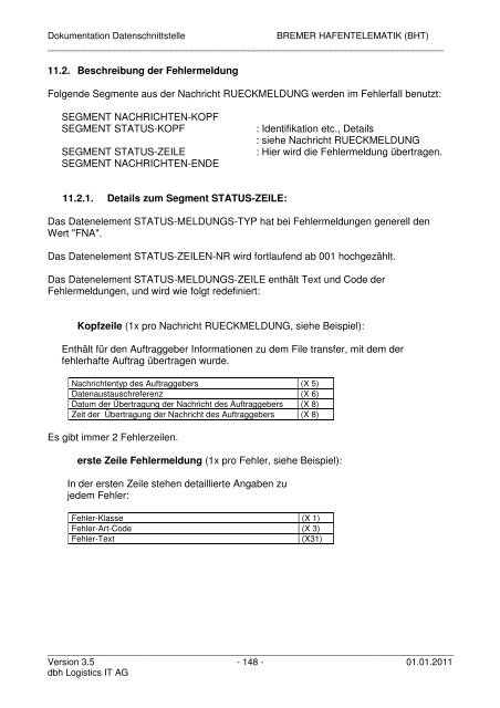 Bremer Hafentelemat Bremer Hafentelematik (BHT) - KIS - dbh ...