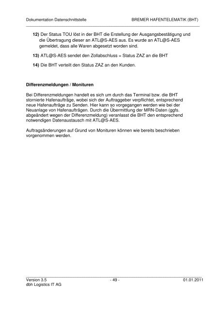 Bremer Hafentelemat Bremer Hafentelematik (BHT) - KIS - dbh ...