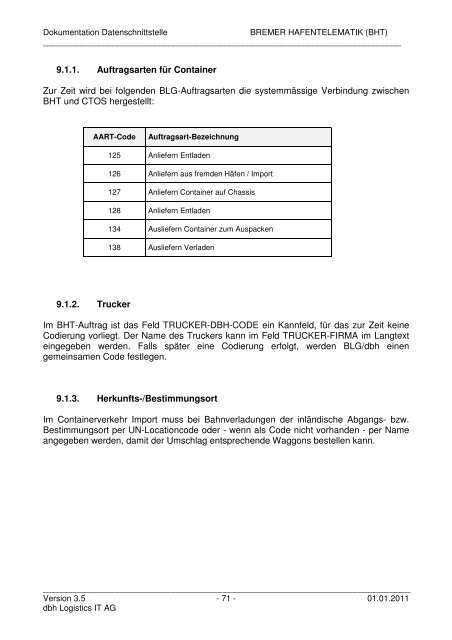 Bremer Hafentelemat Bremer Hafentelematik (BHT) - KIS - dbh ...