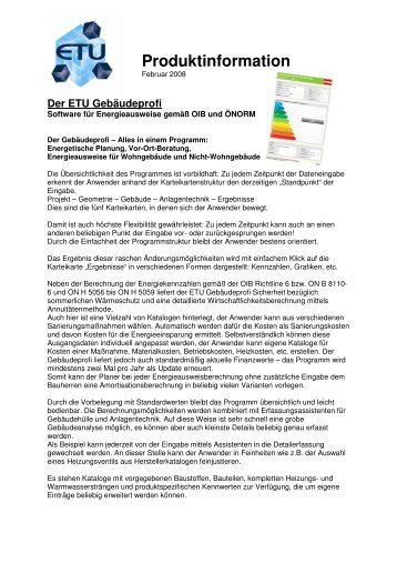 Der ETU Gebäudeprofi - Energieausweis