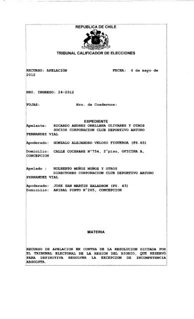 Rol 24-2012 - Tribunal Calificador de Elecciones