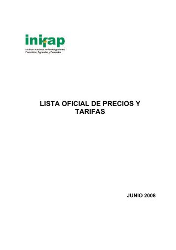 LISTA OFICIAL DE PRECIOS Y TARIFAS - Inifap