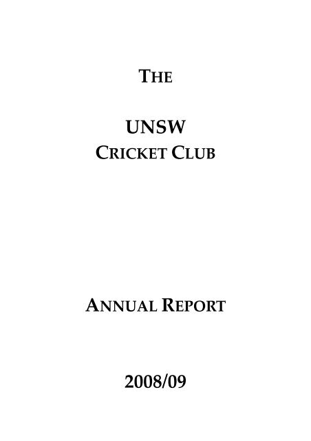 2008-09 - University of New South Wales Cricket Club
