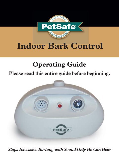 Download PBC-1000 Indoor Bark Control, Ultrasonic Manual - PetSafe