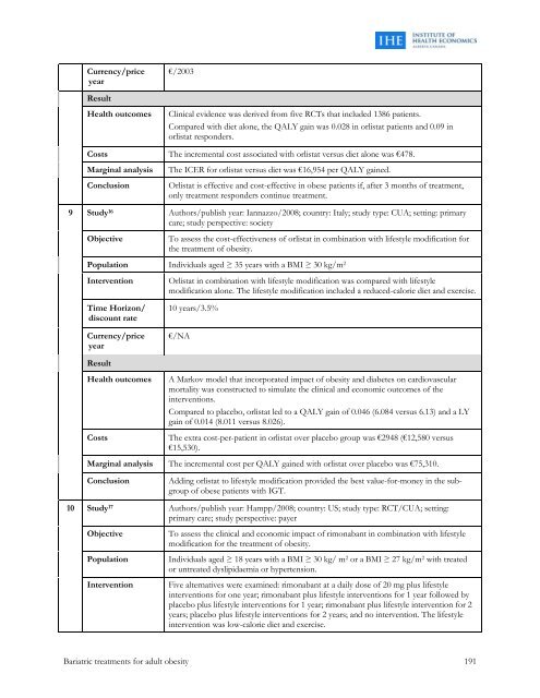 Bariatric treatments for adult obesity - Institute of Health Economics