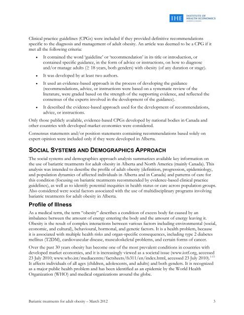 Bariatric treatments for adult obesity - Institute of Health Economics