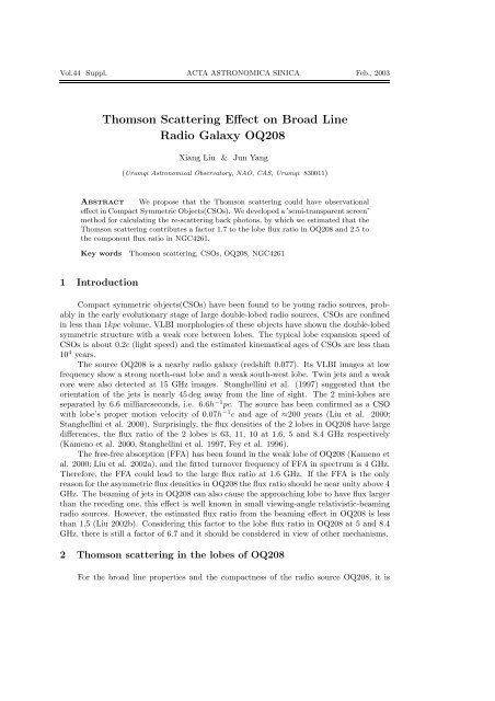 Thomson Scattering Effect on Broad Line Radio Galaxy OQ208