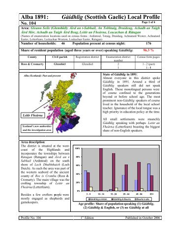 Alba 1891: Gàidhlig (Scottish Gaelic) Local Profile - Linguae Celticae