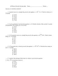 AP Physics Practice Calculus Quiz ...