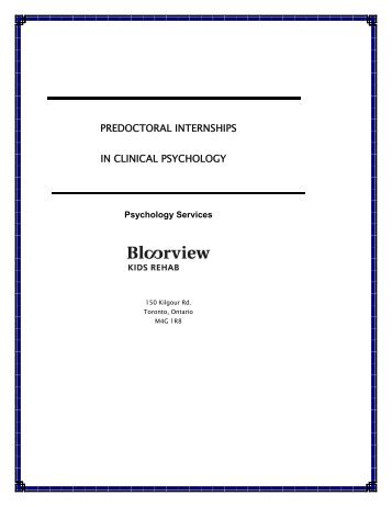 predoctoral internships in clinical psychology - Holland Bloorview ...