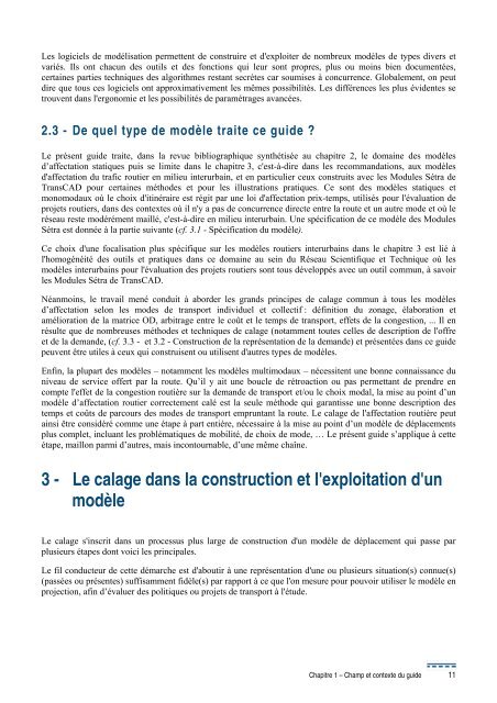 Calage et validation des modÃ¨les de trafic - SÃ©tra