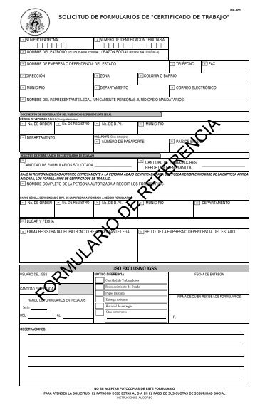 Formulario DR-301 - Instituto Guatemalteco de Seguridad Social