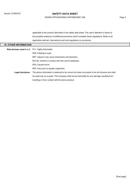 Download MSDS Document - Officeworks