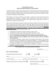 Florida Atlantic University Meal Plan Exemption Request Form and ...